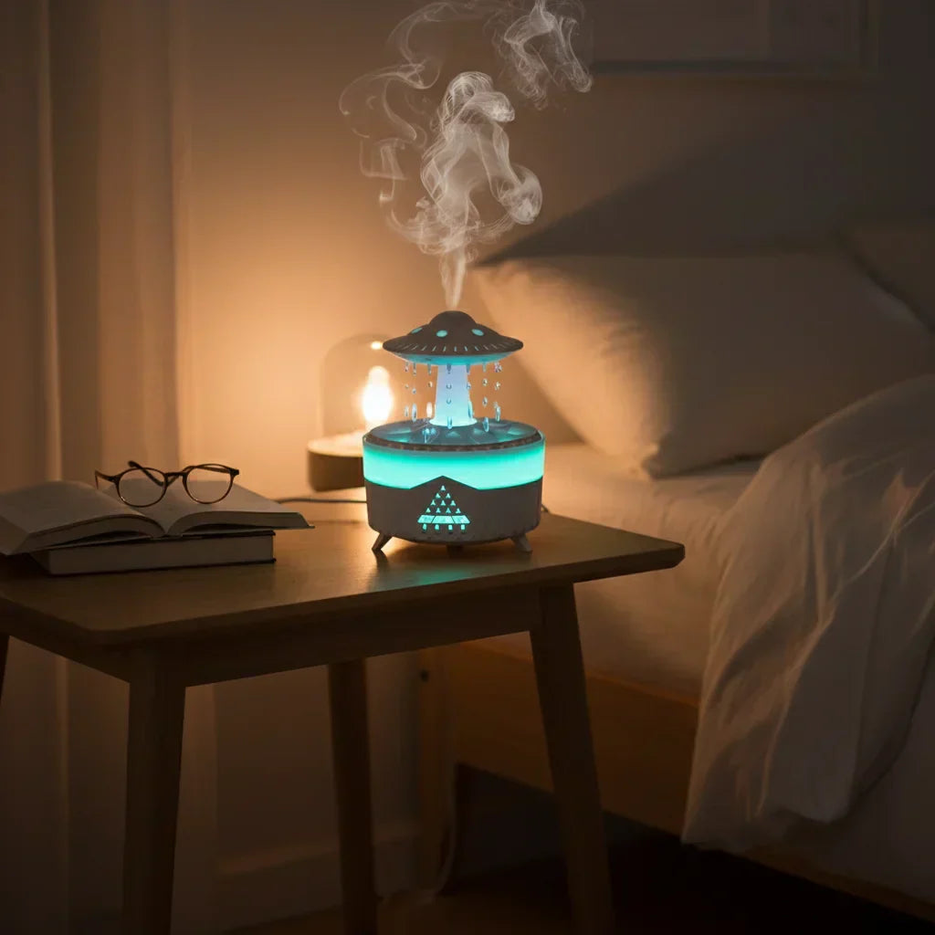 Humidificateur effet pluie utilise dans une chambre