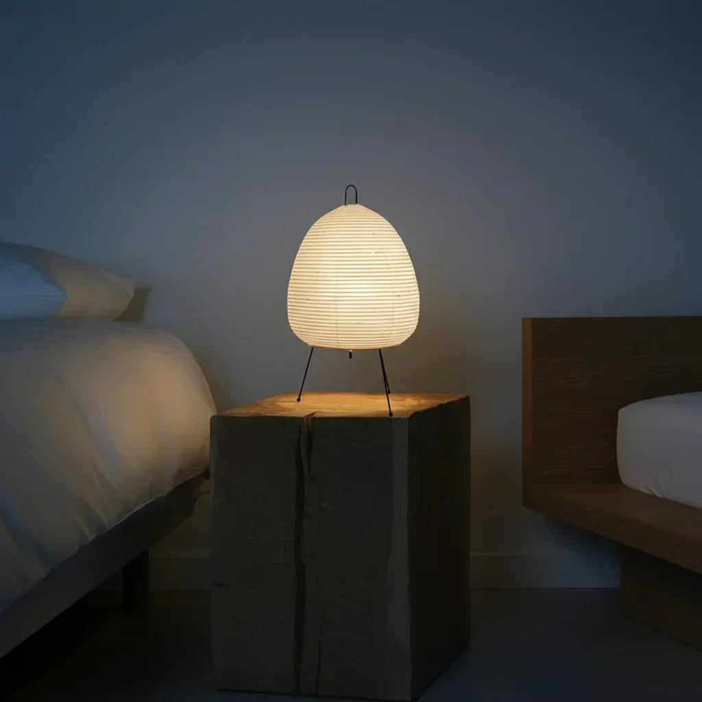 Lampe de chevet en papier avec eclairage chaleureux