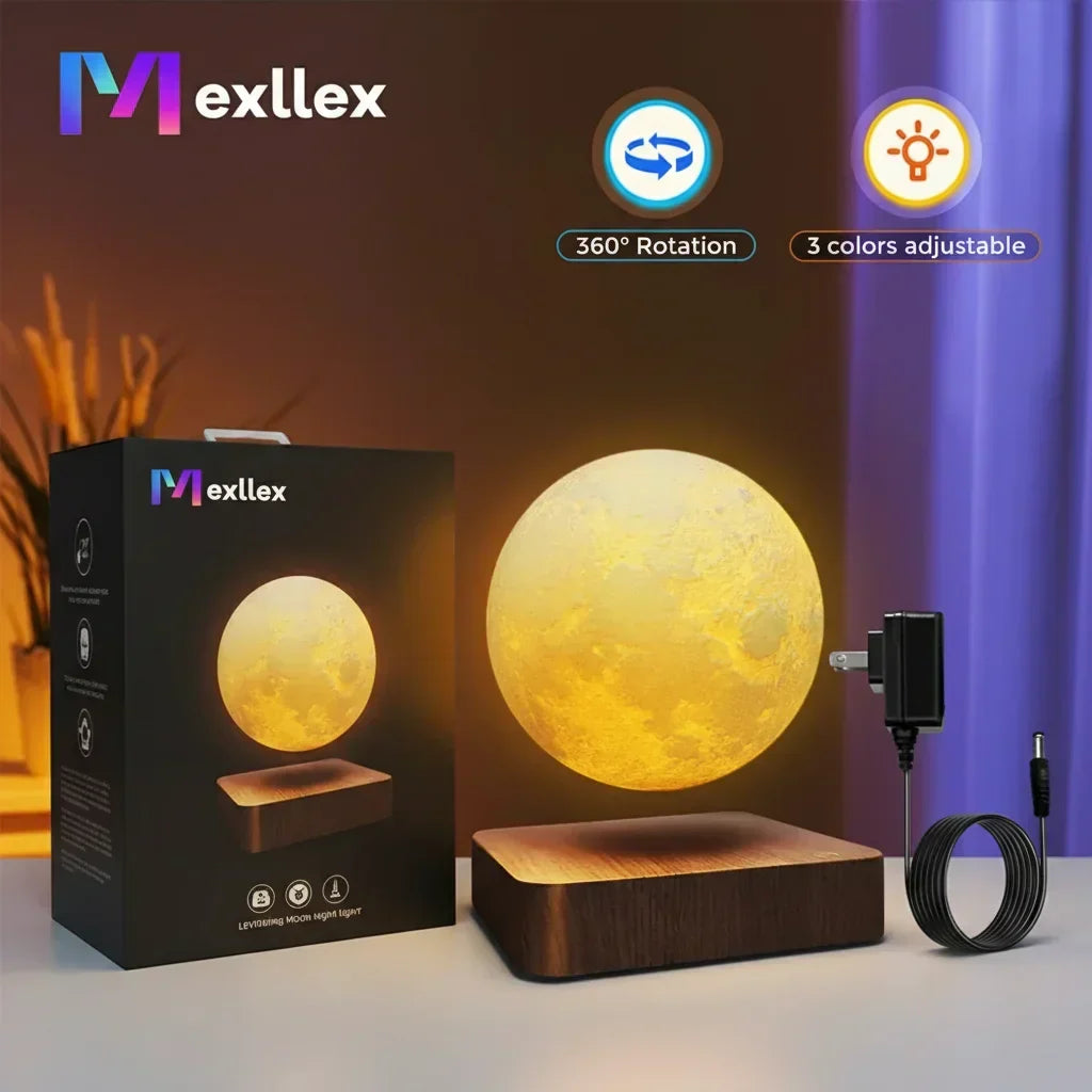 Lampe lune magnetique avec eclairage LED chaleureux
