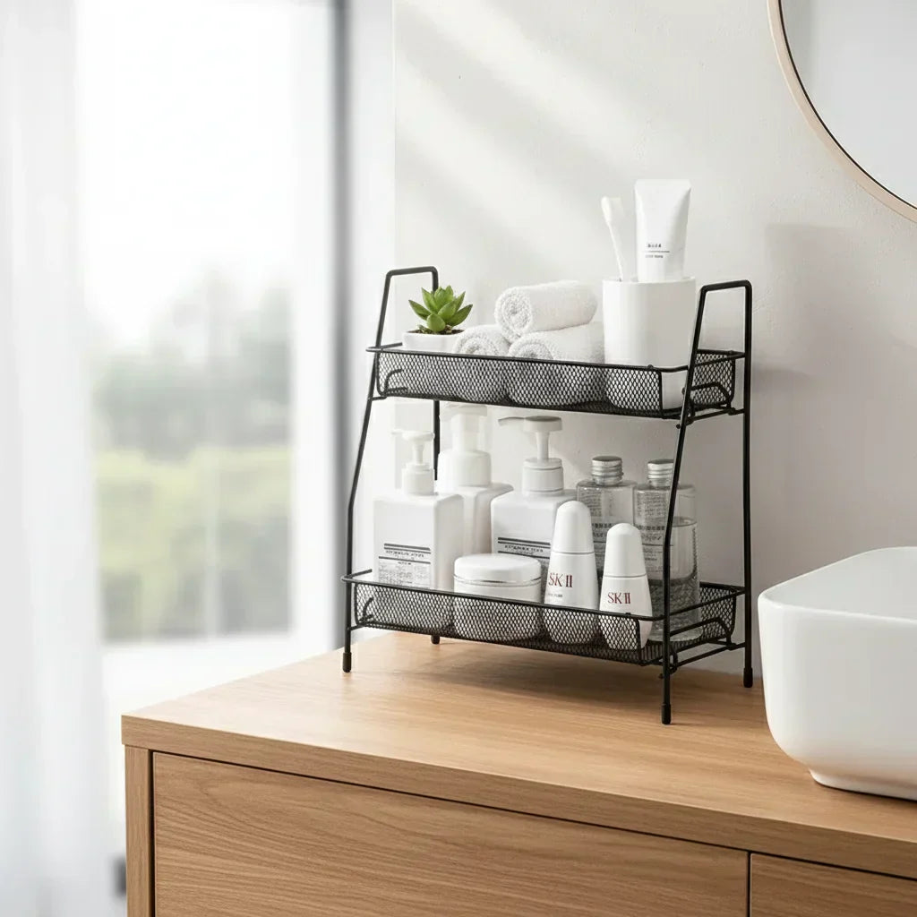 Organisateur 2 niveaux pour salle de bain.