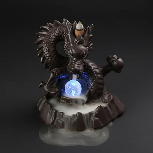bruleur encens dragon avec lumiere bleue